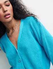 Blue Chunky Knit Cardigan