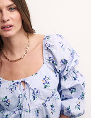 Blue Floral Smock Skye Top