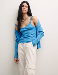 Daisy Chain Trim Blue Cami Top