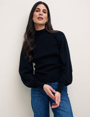 Black Knitted Open Back Detail Top