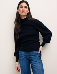 Black Knitted Open Back Detail Top