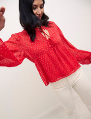 Red Floral Giovanna Chiffon Blouse