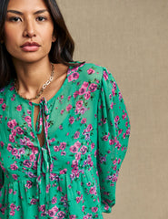 Green & Pink Floral Giovanna Blouse