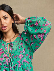 Green & Pink Floral Giovanna Blouse