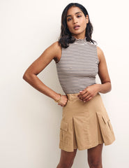 Black and White Stripe High Neck Sleeveless Lizzie Top