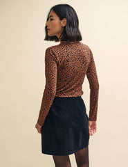 Leopard Print Crew Neck Long Sleeve T-Shirt