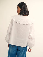 Fearne Cotton White Peter Pan Collar Broderie Blouse