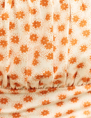 White Ditsy Floral Ruched Bodice Jersey Top