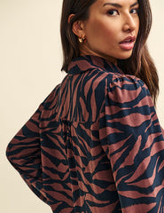 Tiger Print Button Down Shirt