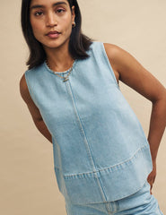 Blue Light Wash Denim Swing Top