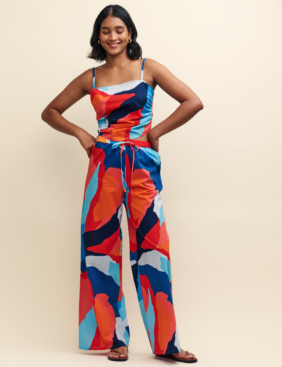 Abstract Print Tie Back Cami Top