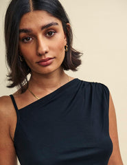 Black Asymmetric Sleeveless Top