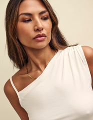 Cream Asymmetric Sleeveless Top