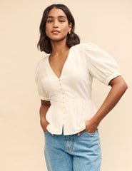 White Puff Sleeve Blouse