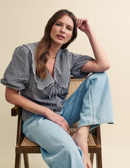 Black Gingham Peter Pan Collar Birdie Blouse