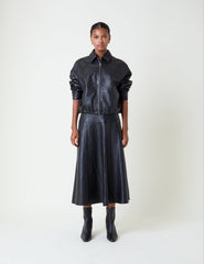 Black Leather Bomber Jacket