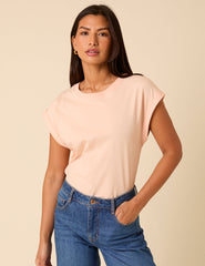 Light Pink Cap Sleeve T-Shirt