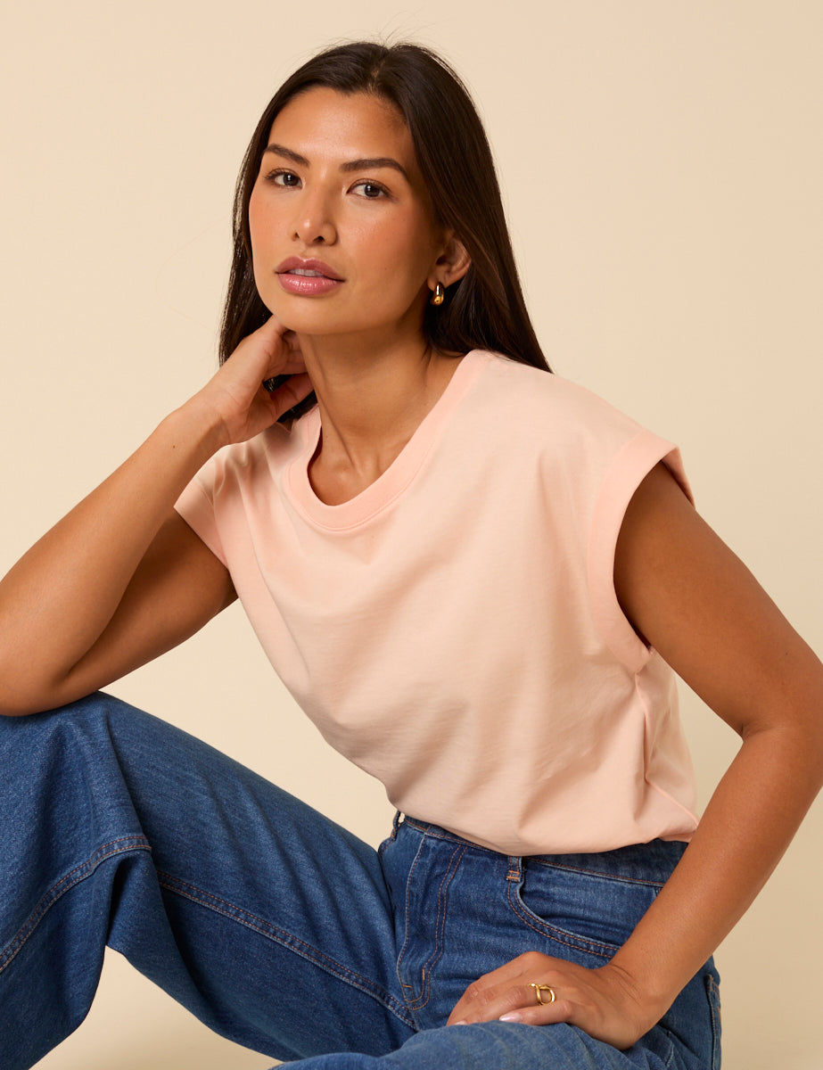 Light Pink Cap Sleeve T-Shirt