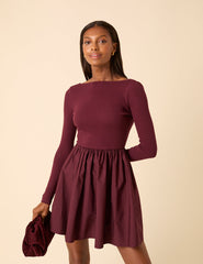 Purple Scoop Neck A-Line Mini Dress