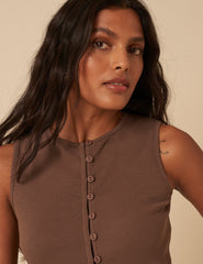Brown Ribbed Waistcoat Top