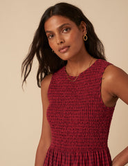 Red Sleeveless Tiered Charlie Midi Dress