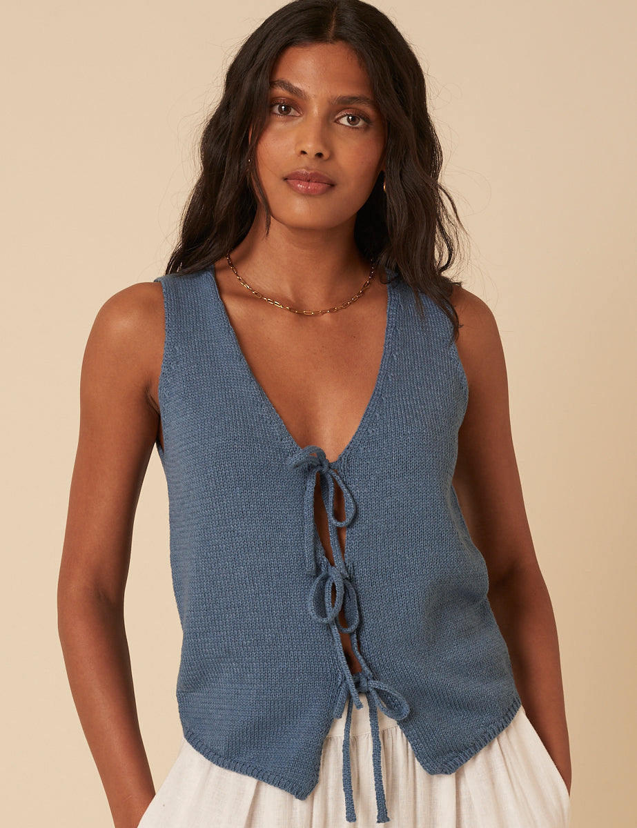Blue Knitted Waistcoat