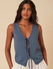 Blue Knitted Waistcoat