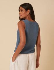 Blue Knitted Waistcoat