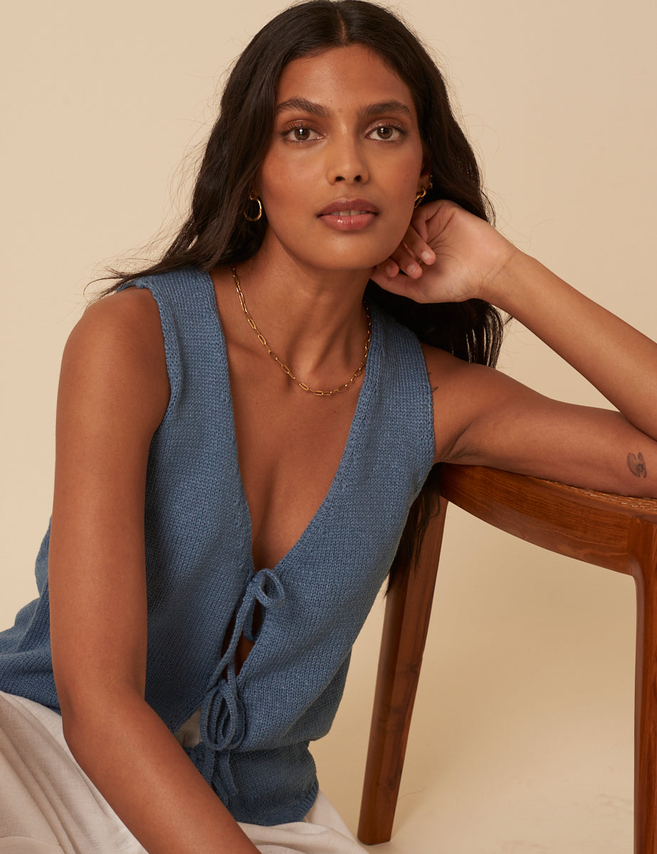 Blue Knitted Waistcoat