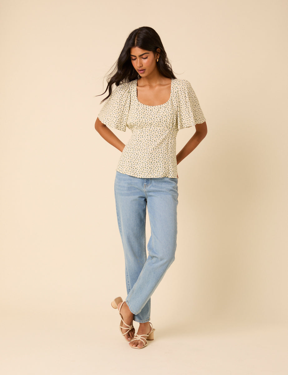 Cream Ditsy Floral Dee Dee Top