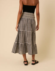 Black Gingham Midi Skirt