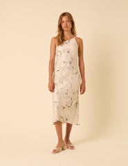 Floral Satin One Shoulder Ellis Midi Dress