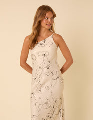 Floral Satin One Shoulder Ellis Midi Dress
