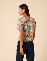 Floral Knitted Short Sleeve Top