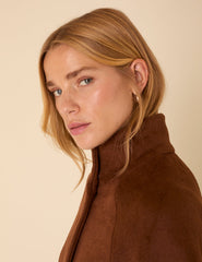 Brown Funnel Neck Cape Jacket