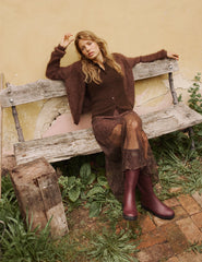 Brown Lace Midi Skirt