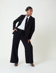 Black Tuxedo Wide Leg Suit Trousers