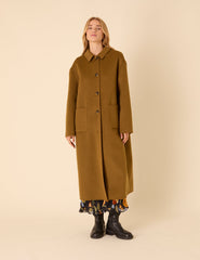 Green Wool-blend Scarf Shawl Coat