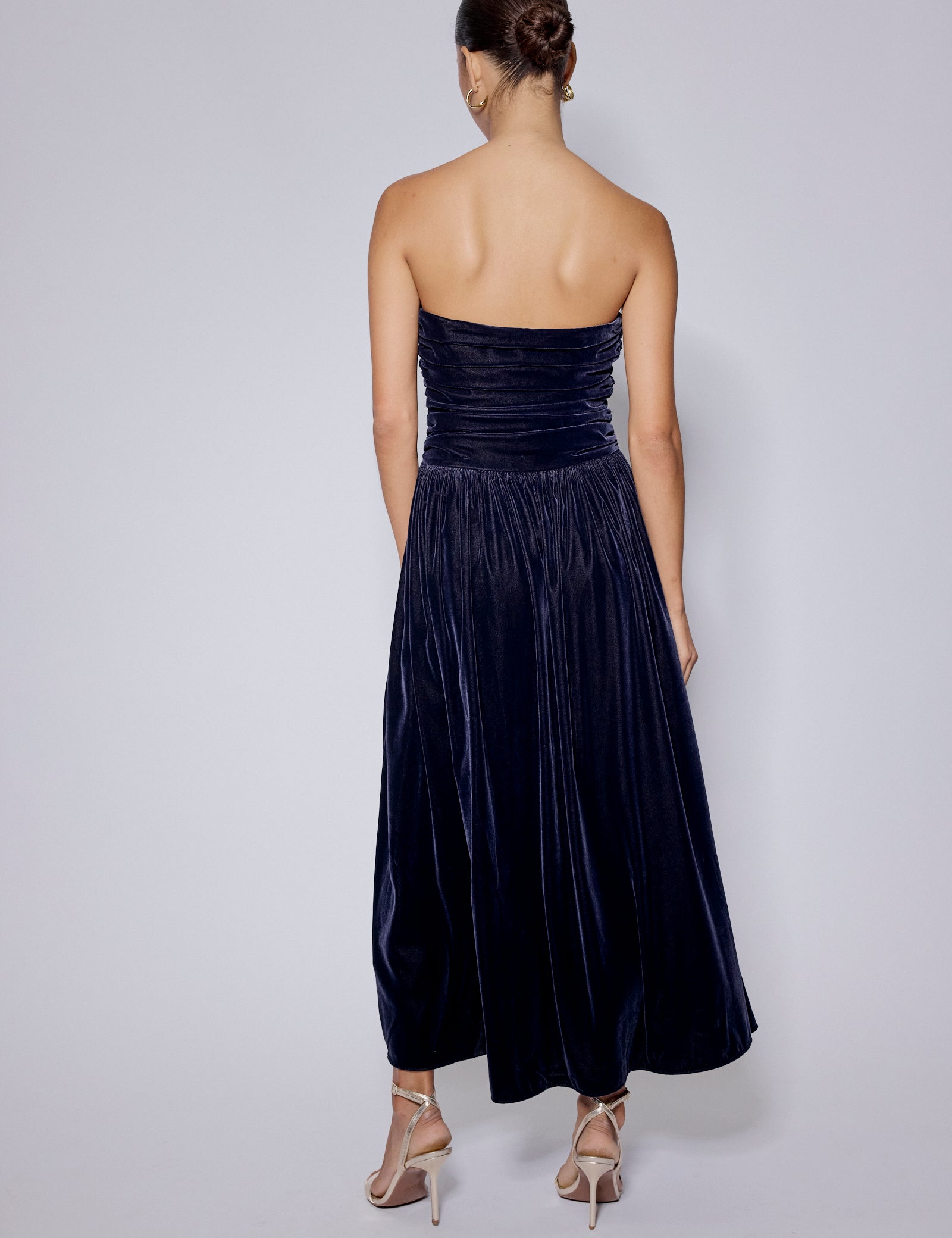 Navy Velvet Bandeau Felicity Midaxi Dress