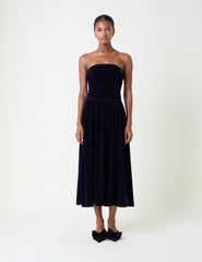 Navy Velvet Bandeau Felicity Midaxi Dress