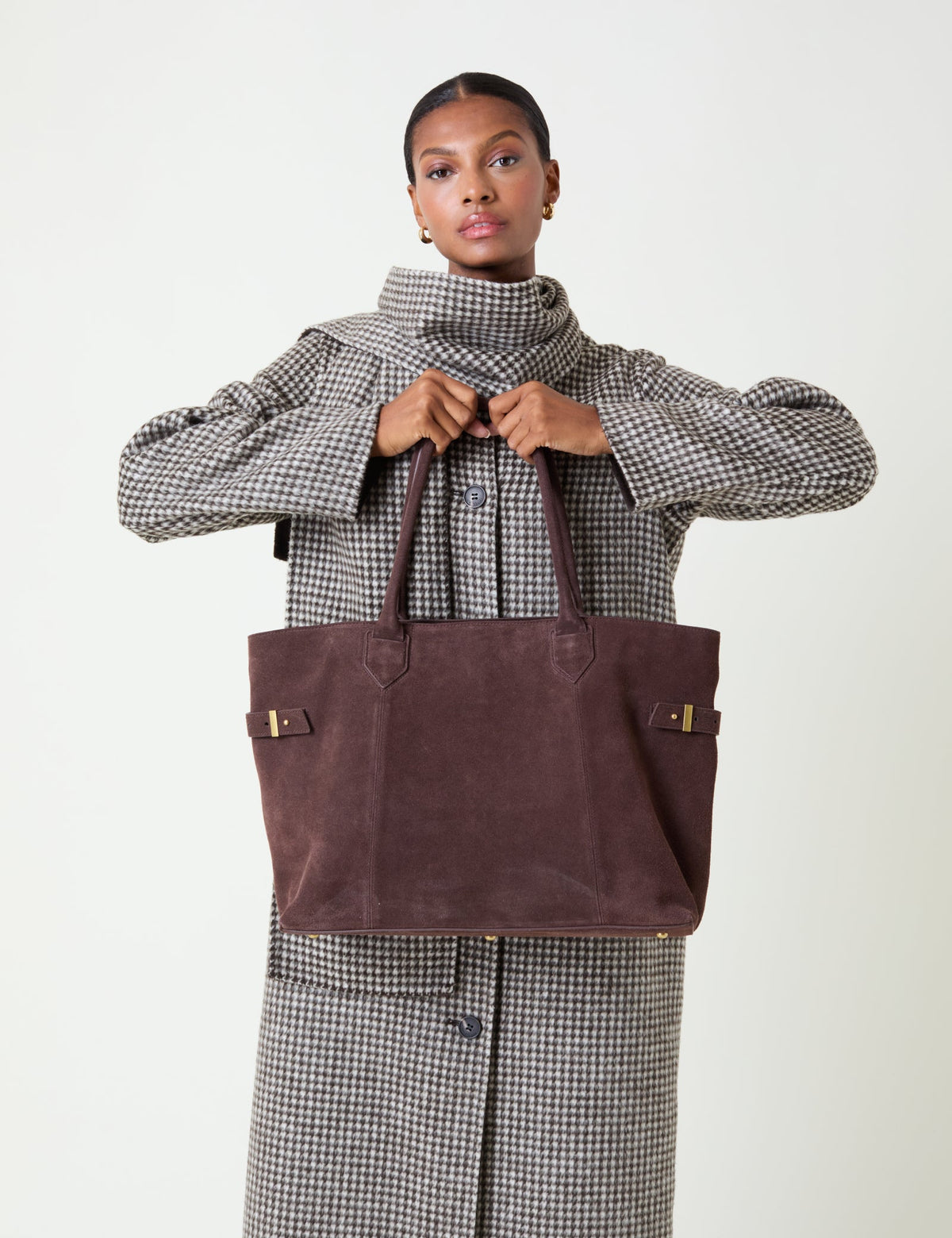 Chocolate Brown Suede Tote Bag