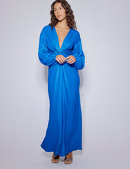 Electric Blue Balloon Sleeve Adina Midi Dress