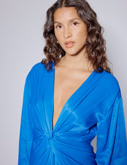 Electric Blue Balloon Sleeve Adina Midi Dress