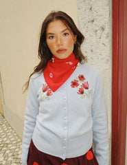 NC x TBCo Blue Floral Embroidered Wool Cardigan