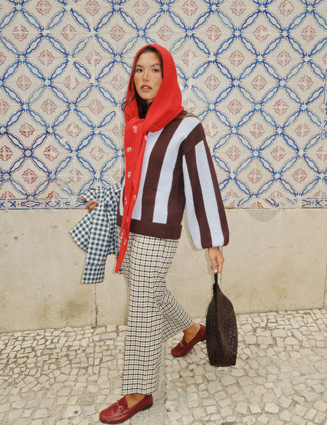 NC x TBCo Brown And Blue Striped Wool Jumper