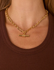 Gold Plated T-Bar Necklace