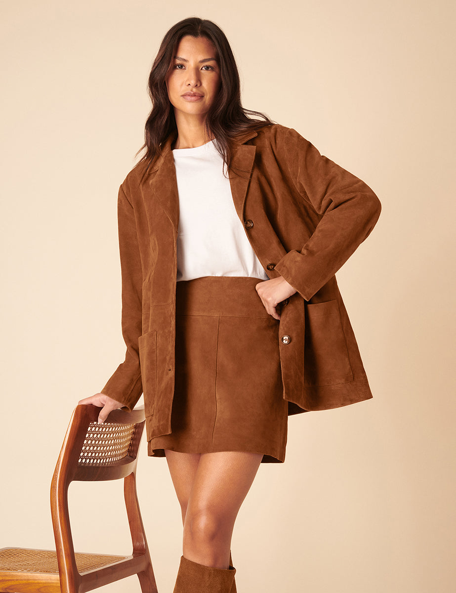 Brown Suede Mini Skirt