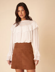 Brown Suede Mini Skirt