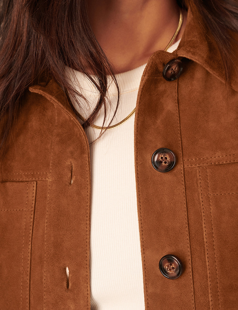 Brown Suede Cropped Jacket