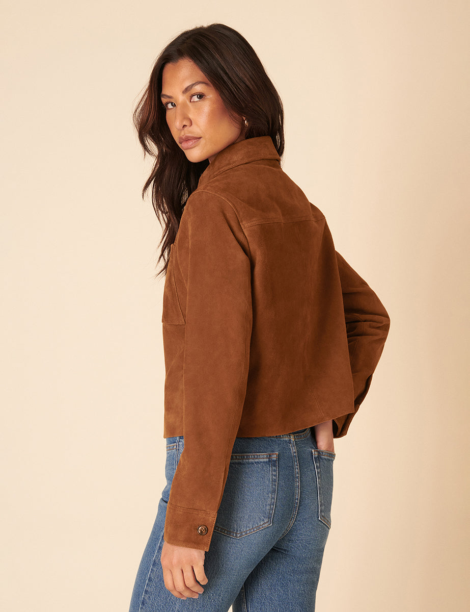 Brown Suede Cropped Jacket
